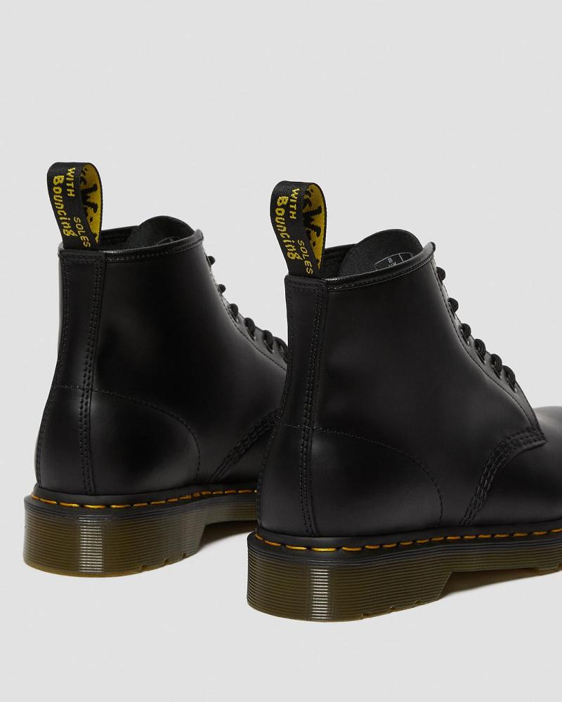 Dr Martens 101 Yellow Stitch Smooth Leren Enkellaars Heren Zwart | NL 386JPQ